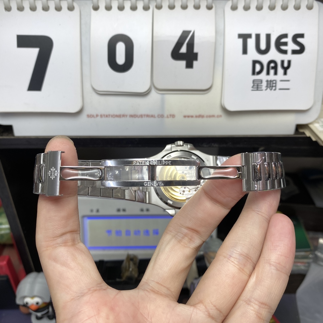 Patek Philippe Nautilus series 57111A 010, Stainless Steel Case Grey-Blue Dial Stainless Steel Bracelet, 40mm Size.