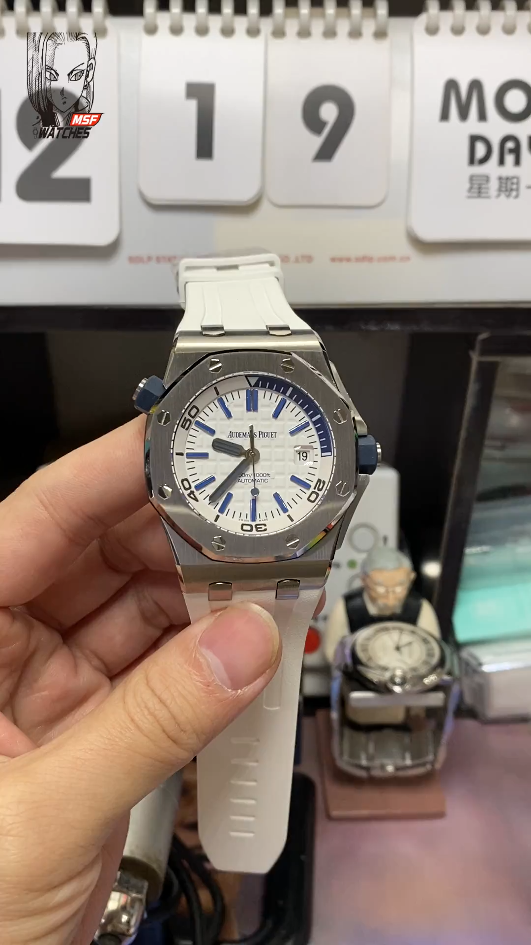 Audemars Piguet Royal Oak Offshore Series 15710ST.OO.A010CA.01, White Dial White Rubber Strap, 42mm size.