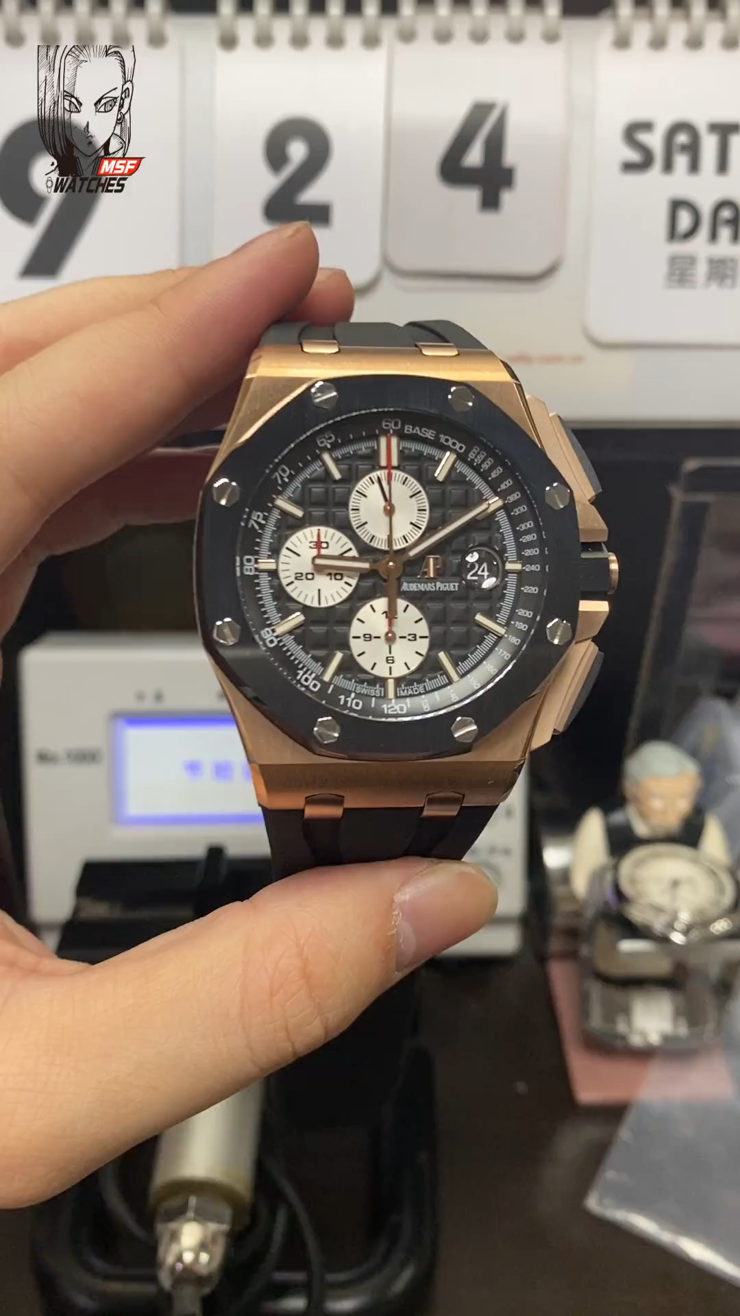 Audemars Piguet Royal Oak Offshore Series 26400RO.OO.A002CA.01, Rose Gold Case Ceramic Bezel, 44mm Size.
