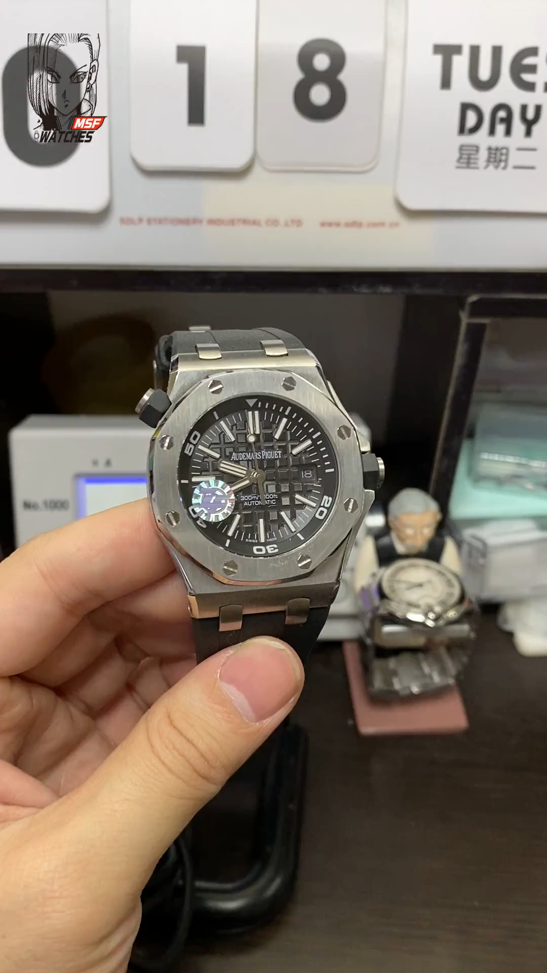 Audemars Piguet Royal Oak Offshore Series 15710ST.OO.A002CA.01, Black Transparent Caseback, 42mm Size.