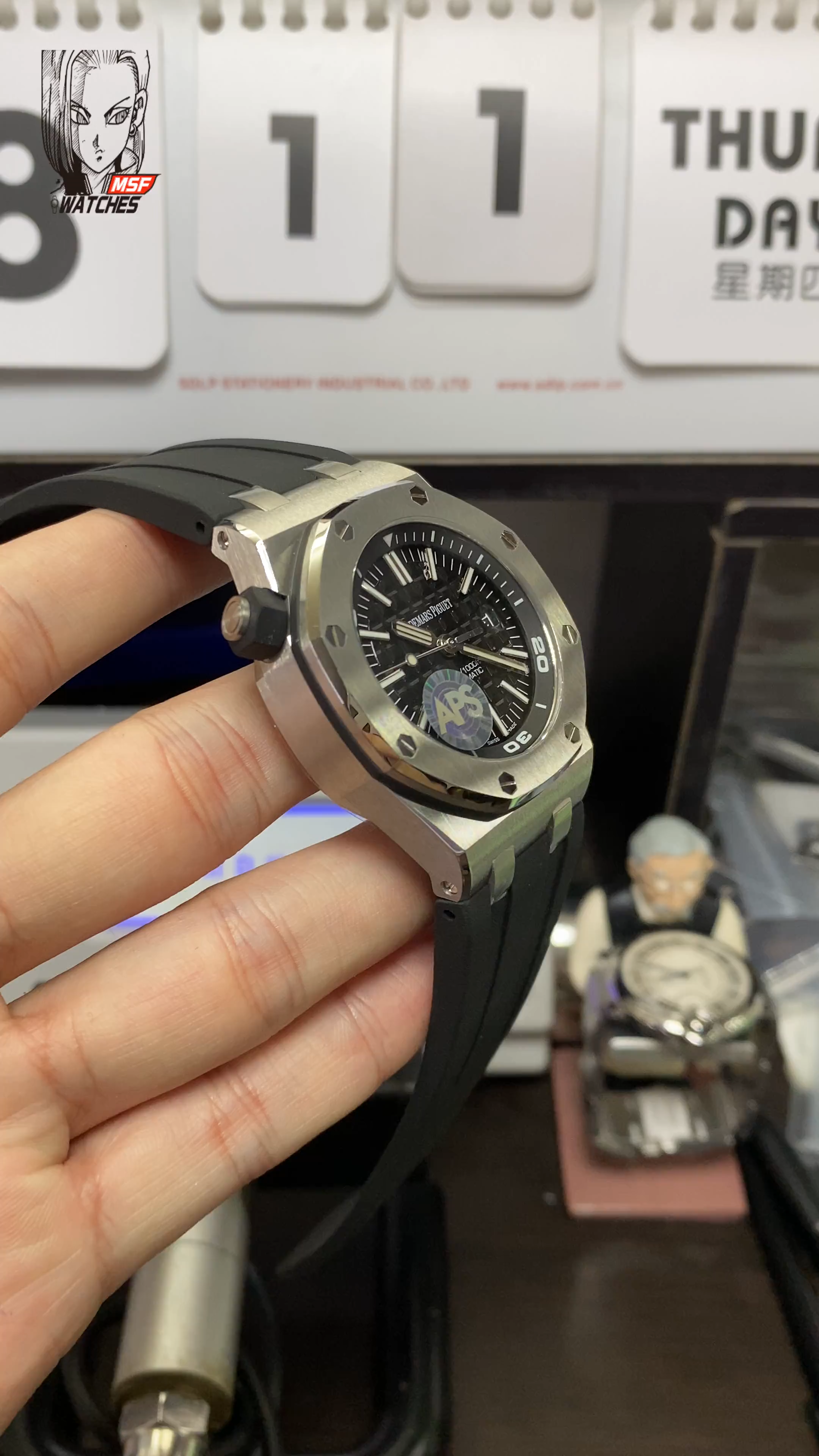 Audemars Piguet Royal Oak Offshore Series 15710ST.OO.A002CA.01, Black Transparent Caseback, 42mm Size.