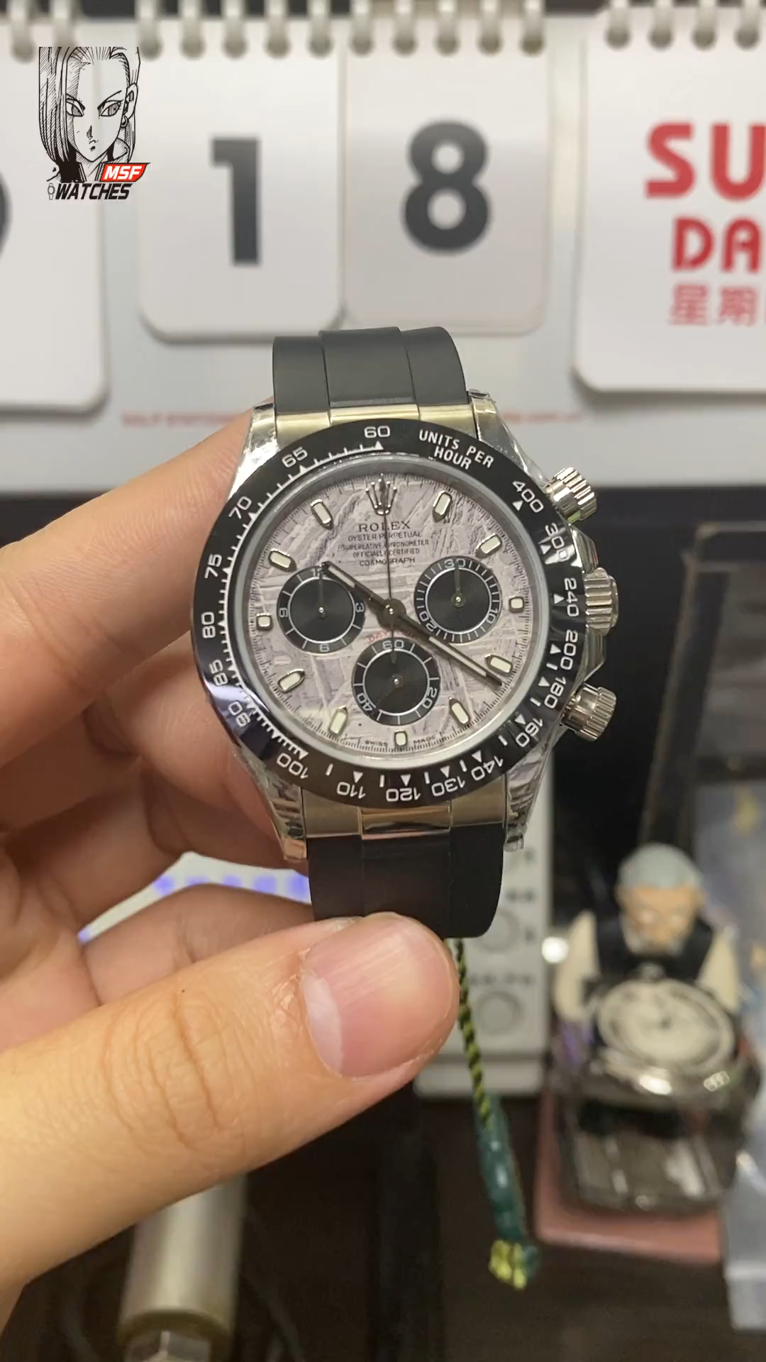 Rolex Cosmograph Daytona Series M116519LN-0038, Meteorite Dial and Ceramic Bezel on a Rubber Strap, 40mm size.