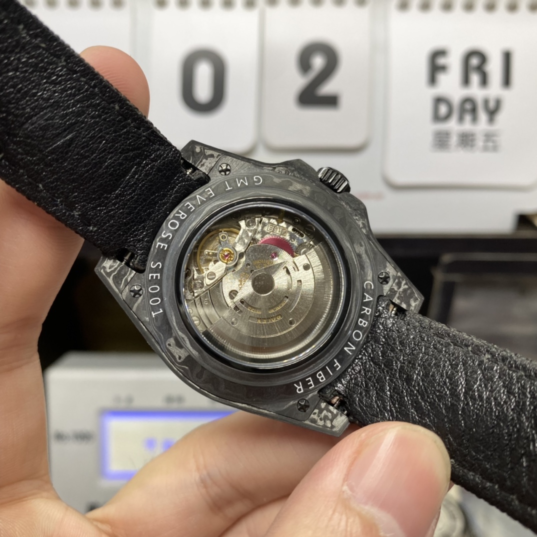Rolex GMT-MASTER Ⅱ DIW modify Carbon fiber shell ring dial buckle are carbon fiber ring digital scale using carbon fiber planting technology (non-filling oil) transparent design equipped with Cal.3186