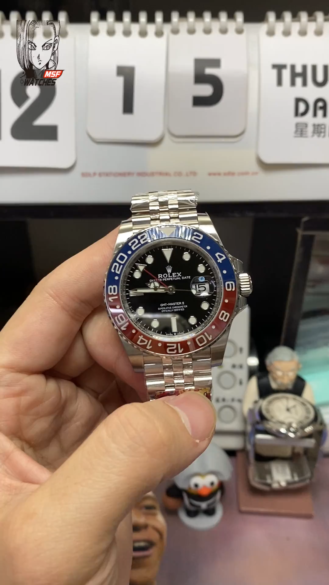 Rolex GMT-Master II series m126710blro-0001, Pepsi bezel features a five-link Jubilee bracelet a red and blue ceramic bezel a black dial and a red GMT hand, 40mm size.