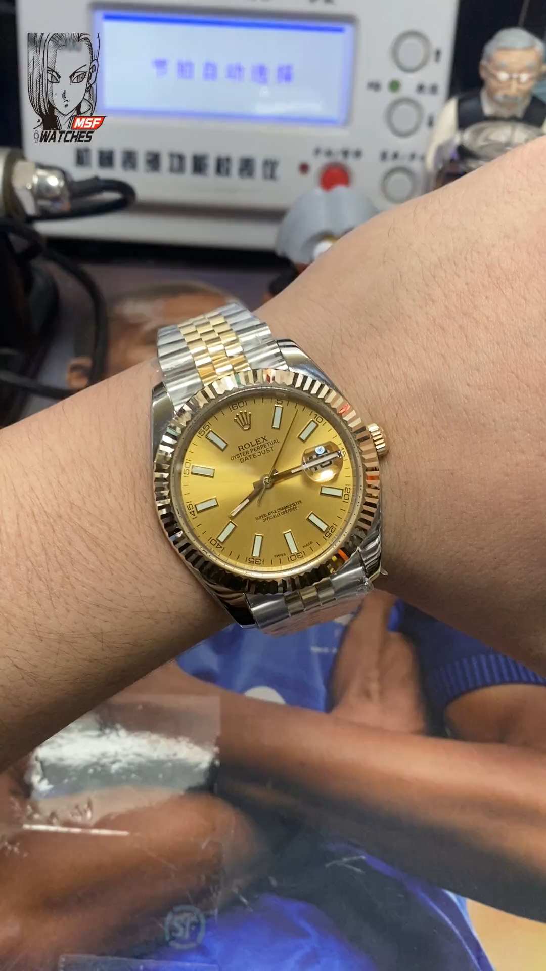 Rolex Datejust Series m126333-0010, Two-Tone Gold Case with Gold Dial, featuring an 18K gold case, 41mm size.