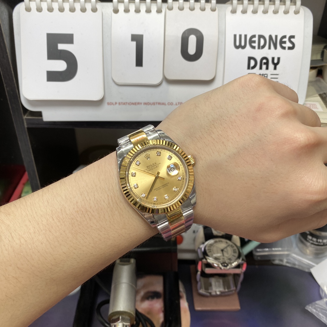 Rolex Datejust series m126333-0011, Two-Tone Gold Case with Gold Dial, 41mm size, Oyster stainless steel bracelet.