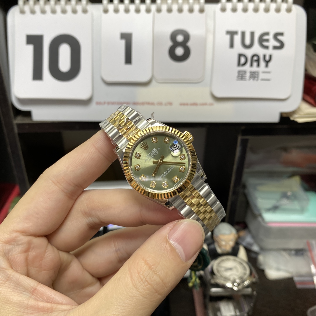 Rolex Datejust Series m278273-0030, Mint Green Dial Two-Tone Gold Case, 31mm size, Jubilee stainless steel bracelet.