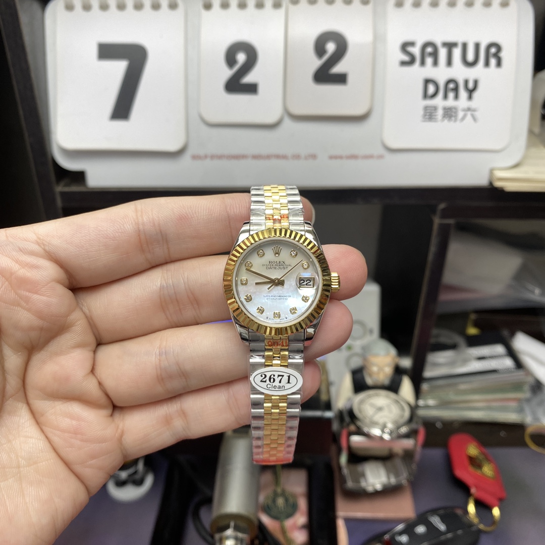 Rolex Datejust Series m278273-0028, Two-Tone Gold Case Mother-of-Pearl Dial, 31mm size, Jubilee stainless steel bracelet.
