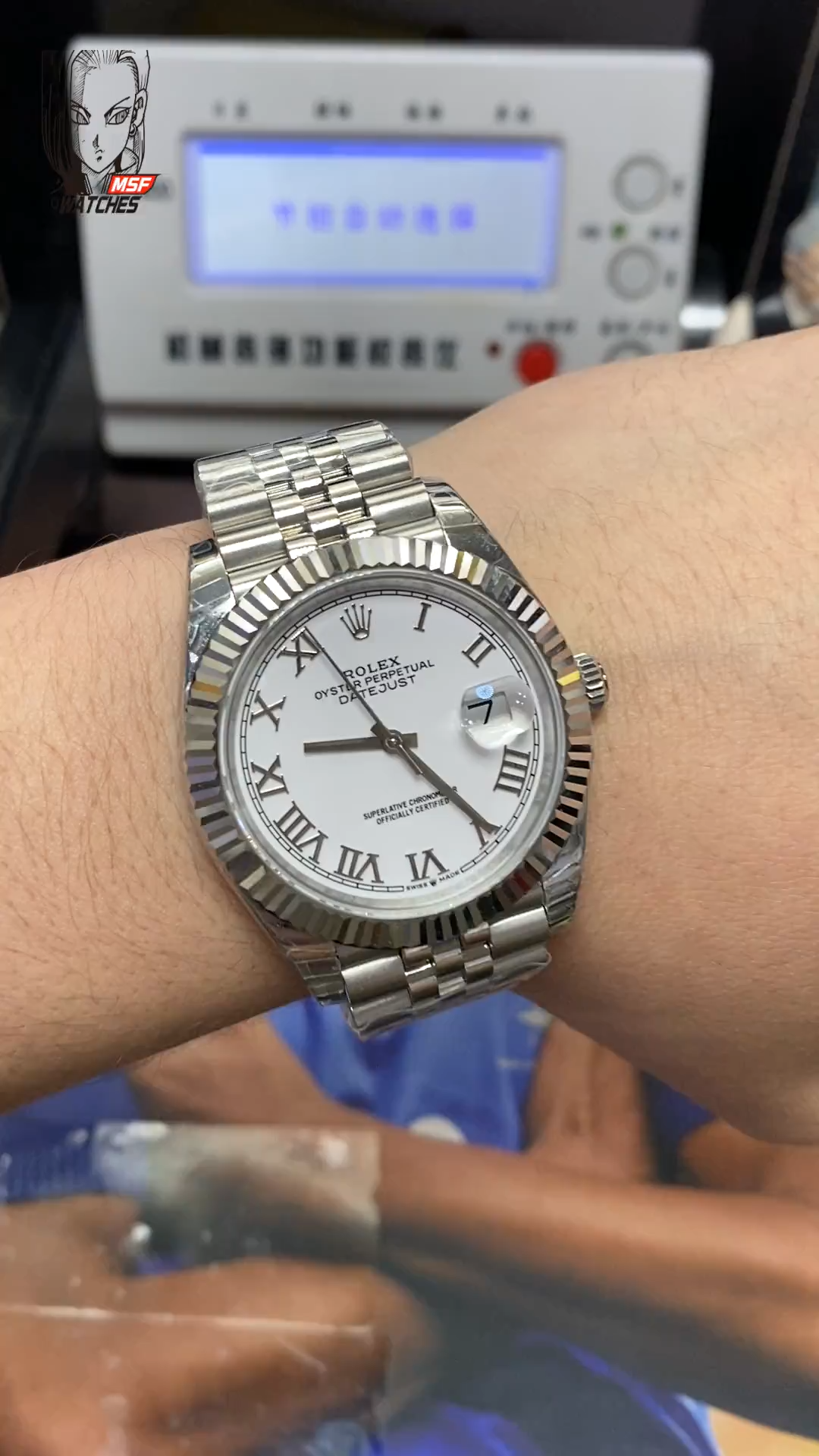 Rolex Datejust Series m126334-0024, White Dial with Roman Numerals and a five-link steel bracelet, 41mm size.