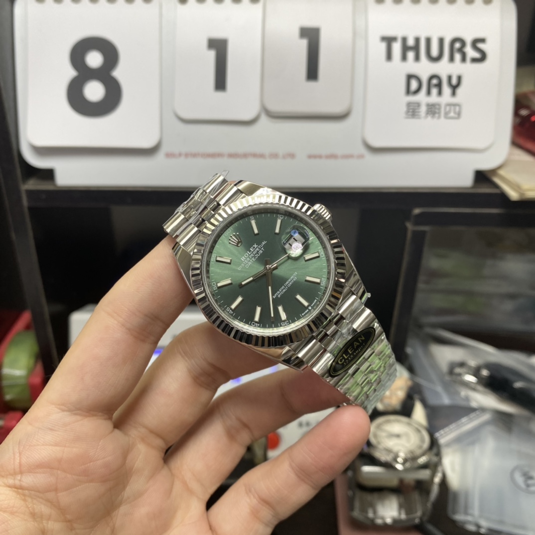 Rolex Datejust Series m126334-0028, Latest Mint Green Dial Fluted Bezel, 41mm Size.