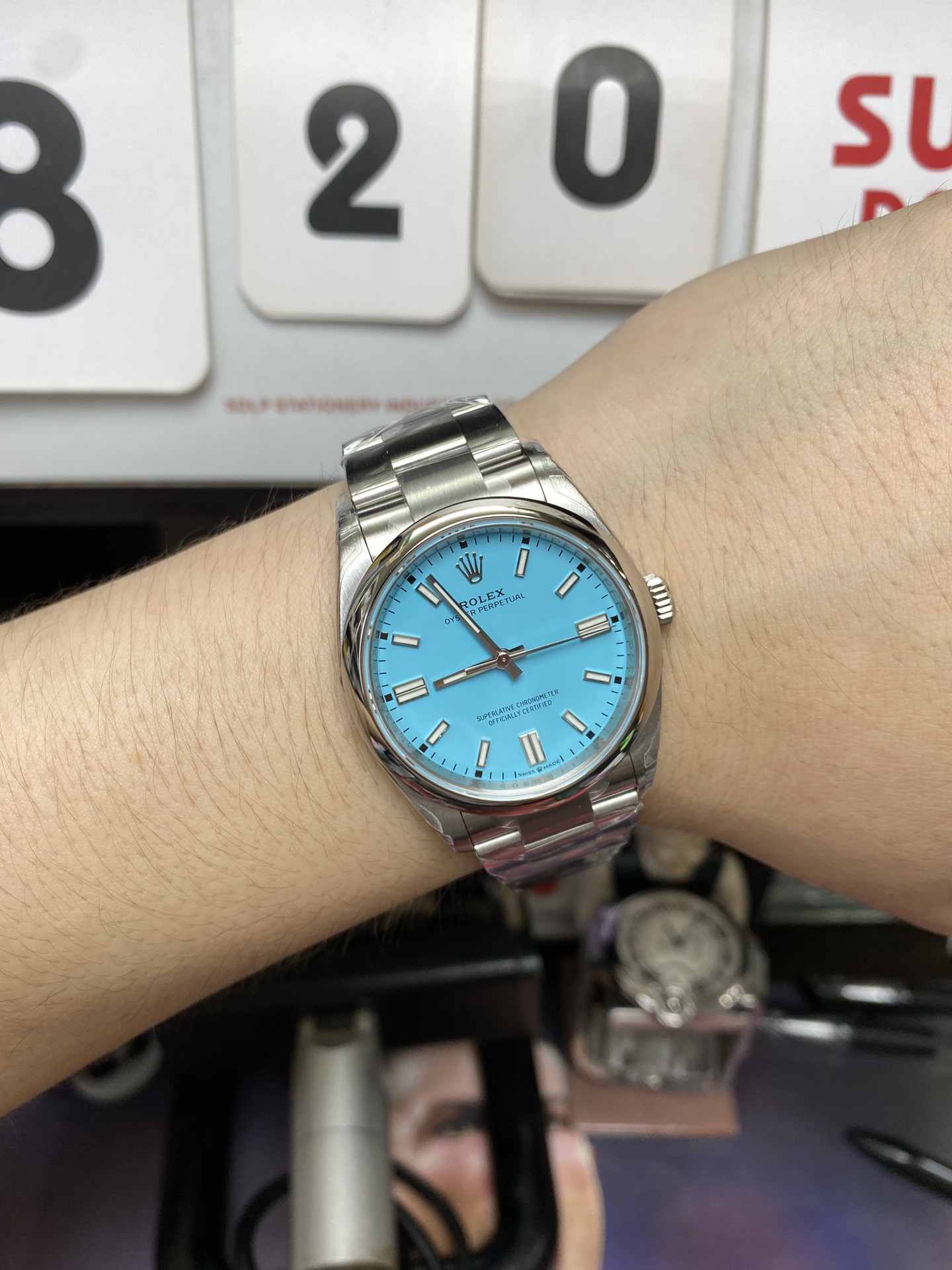 Rolex Oyster Perpetual Series m126000-0006, Tiffany Blue Dial, 36mm size.