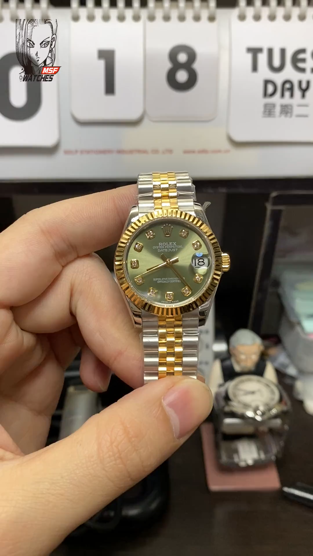 Rolex Datejust Series m278273-0030, Mint Green Dial Two-Tone Gold Case, 31mm size, Jubilee stainless steel bracelet.