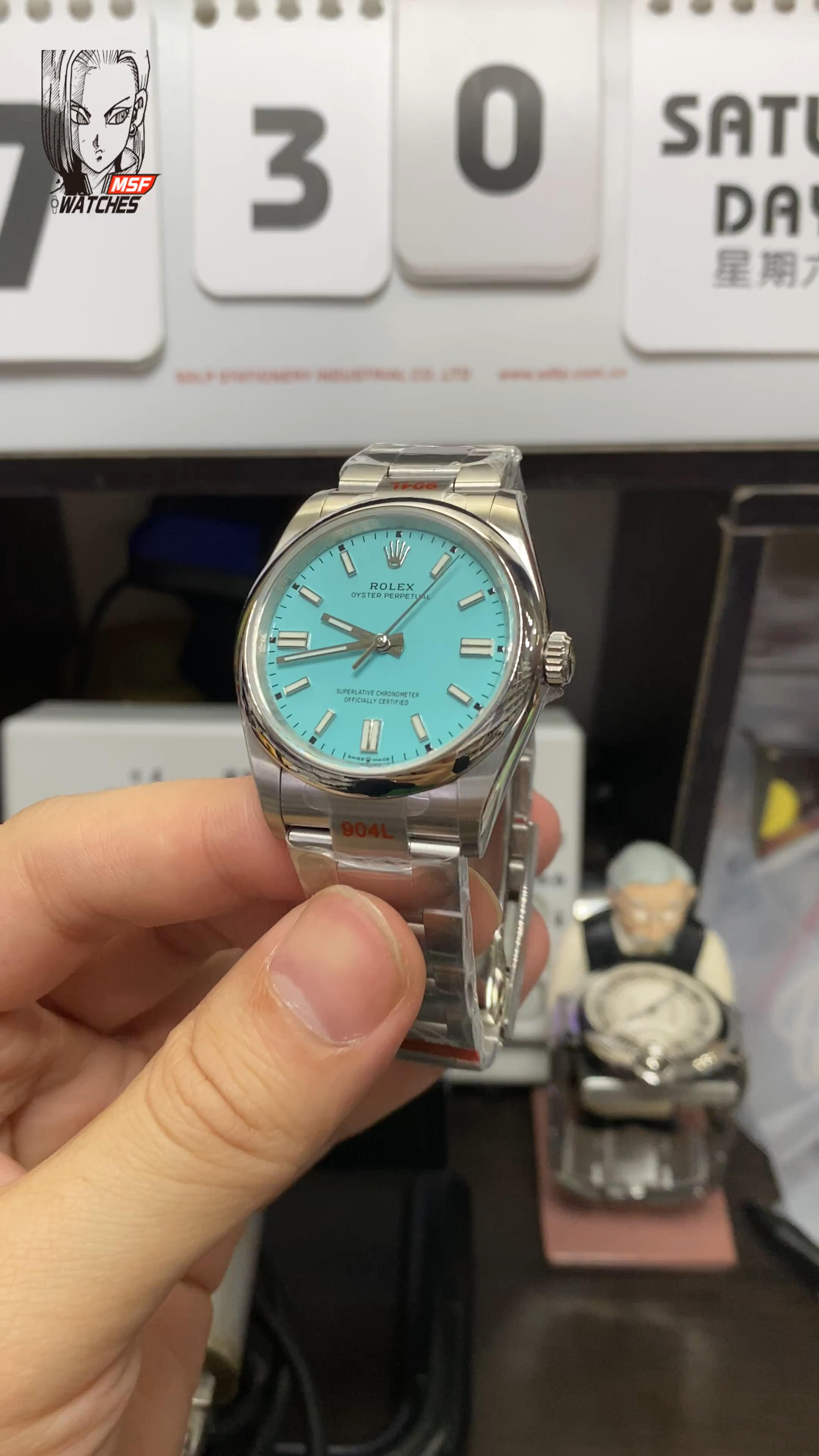 Rolex Oyster Perpetual Series m126000-0006, Tiffany Blue Dial, 36mm size.