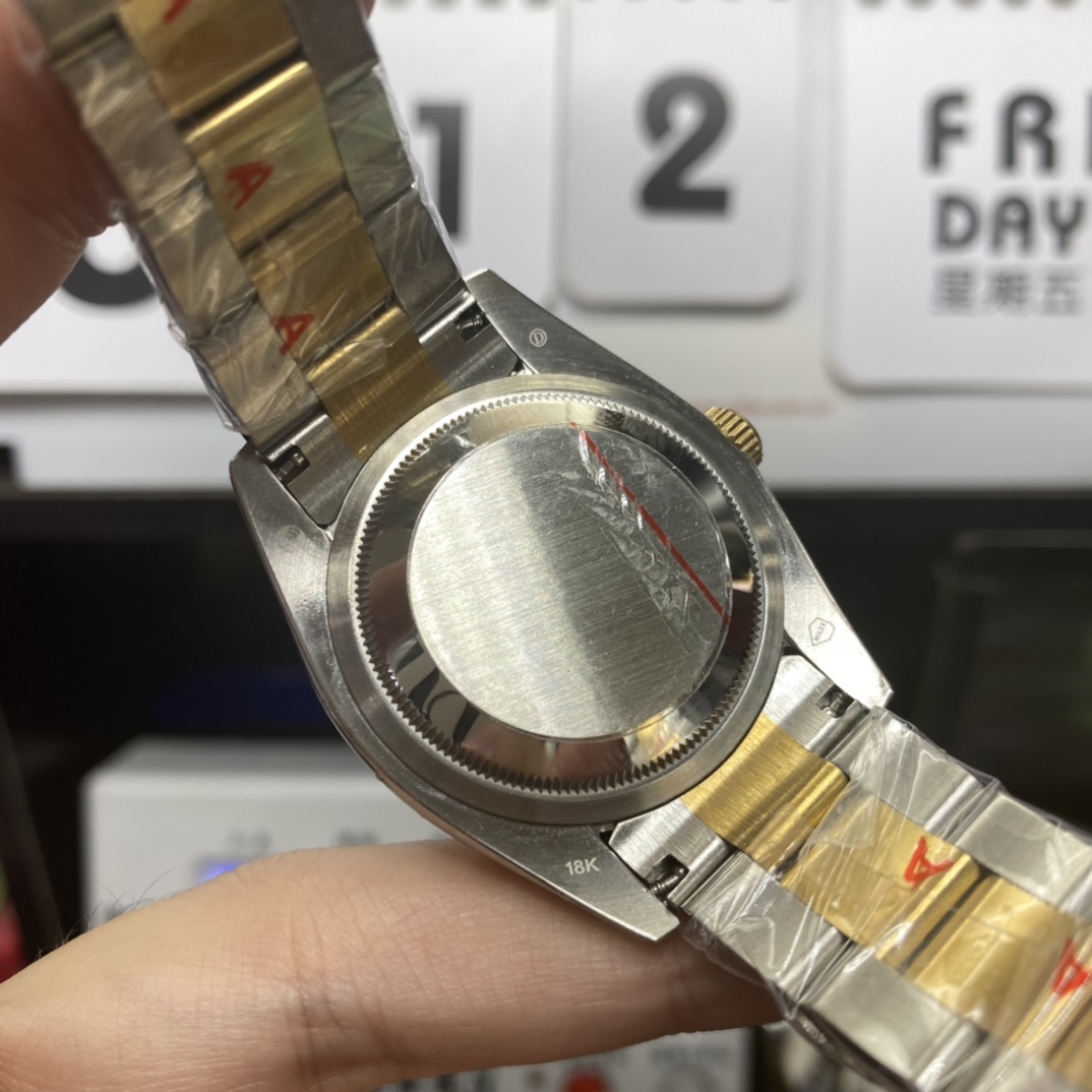 Rolex Explorer I GMT series M124273-0001, Black Dial Two-Tone, 36mm size.