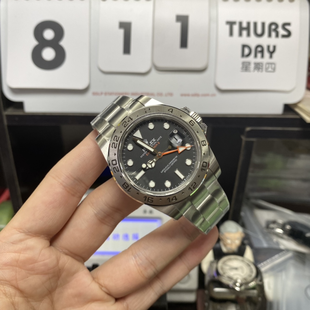 Rolex Explorer II GMT series m226570-0002, Black Dial, 42mm size, Stainless Steel Bracelet.