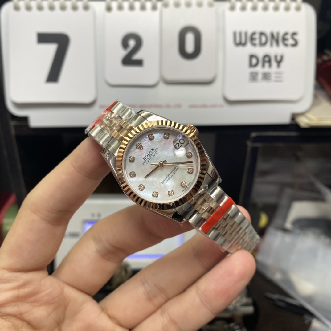 Rolex Datejust series m278273-0028, Two-Tone Gold Case with Mother-of-Pearl Dial, 31mm size.