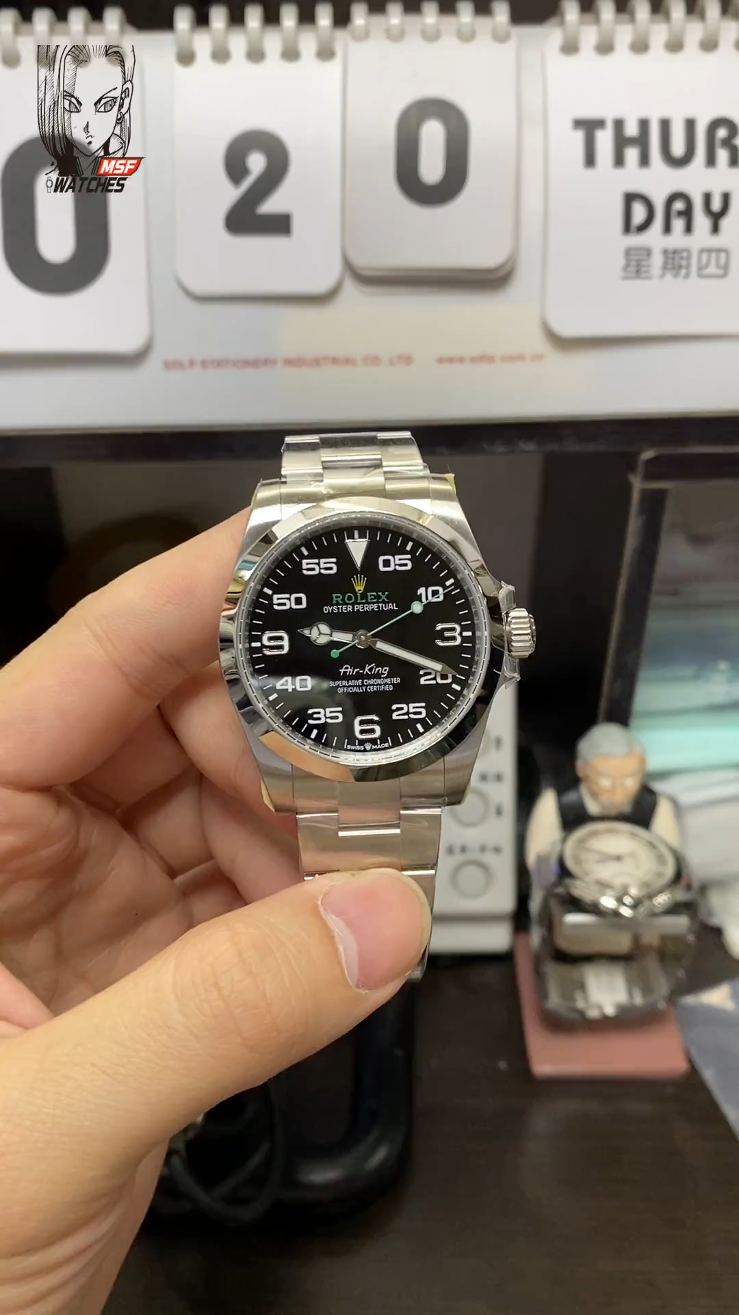 Rolex Air-King series M126900-0001, Green Hand, 40mm size.