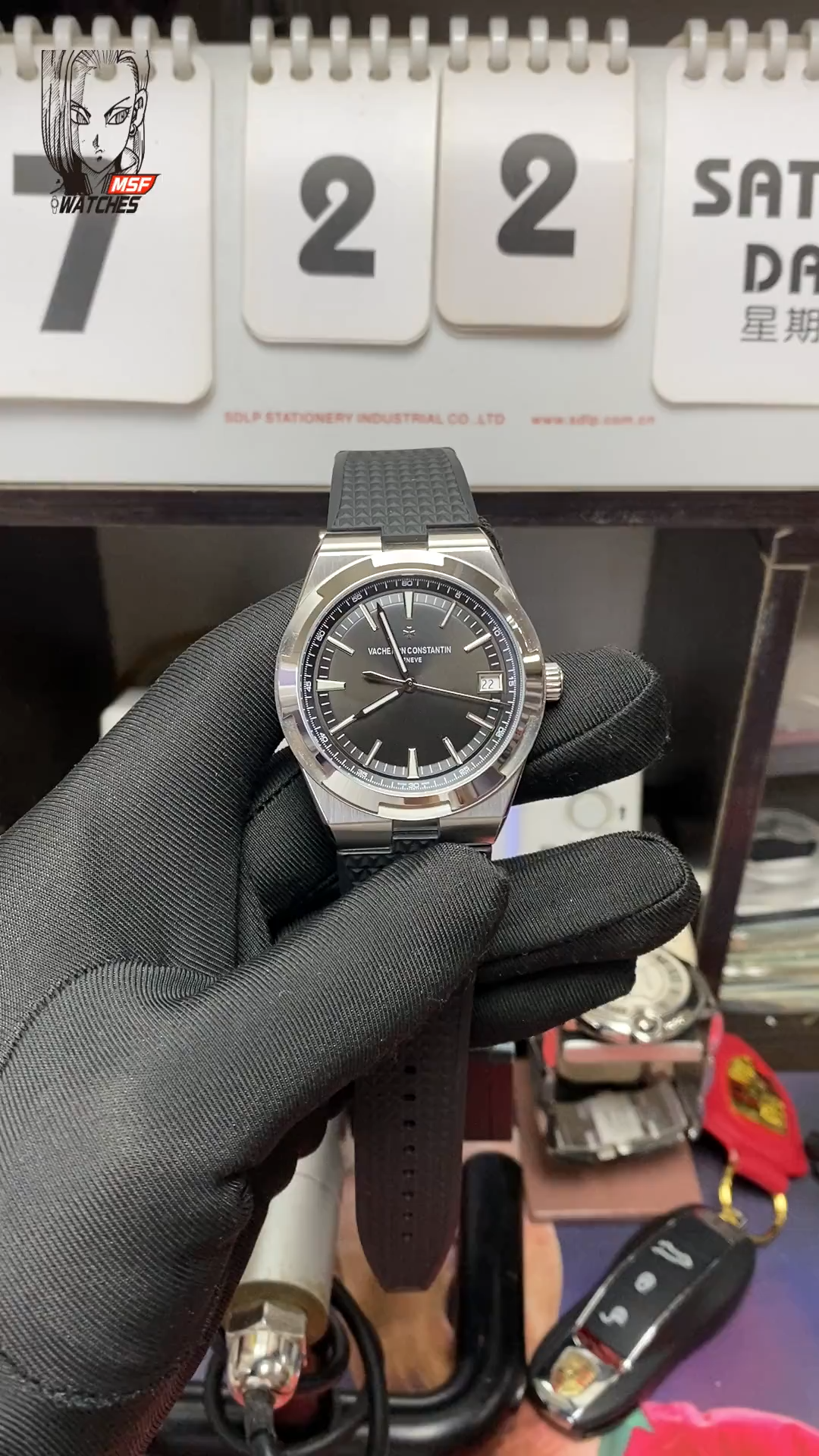 Vacheron Constantin Overseas Collection series 4500V110A-B483, Black Dial Rubber Strap, 41mm Size.