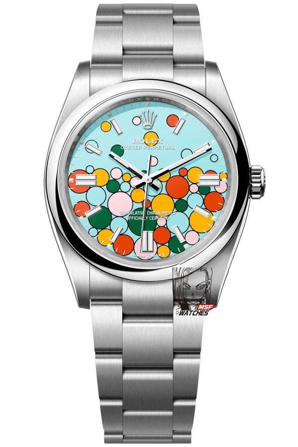 Rolex Oyster Perpetual series m126000-0009, Colorful Ball Tiffany Blue Dial, 36mm size.