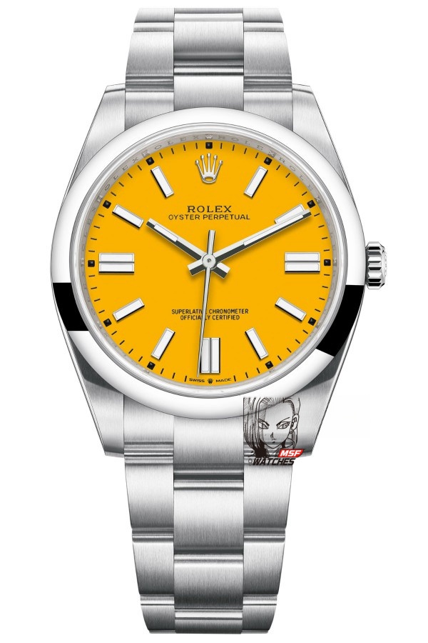 Rolex Oyster Perpetual Series m124300-0004, Yellow Dial, 41mm size.