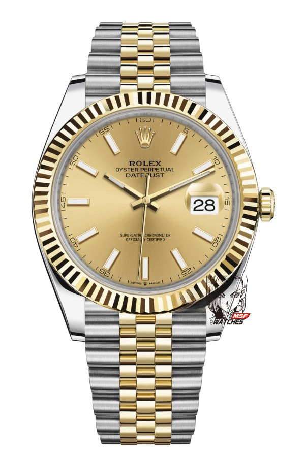 Rolex Datejust Series m126333-0010, Two-Tone Gold Case with Gold Dial, featuring an 18K gold case, 41mm size.