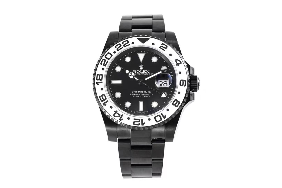 Rolex GMT-MASTER All ceramic CASE with black face and white Bezel, 40MM